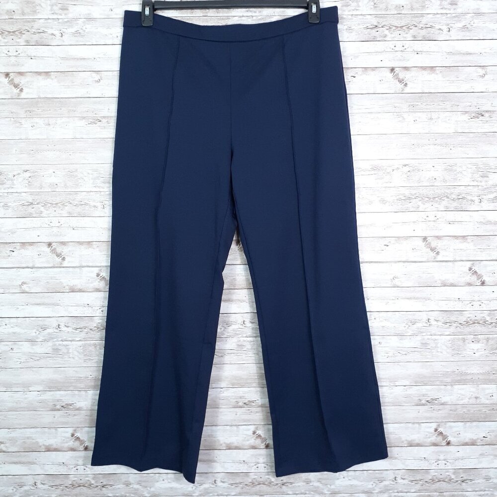 Isaac Mizrahi Elements Womens Stretch Knit Pants 1X Pull On Navy NWOT 886